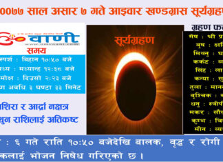 आईतवार खण्डग्रास सूर्यग्रहण लाग्दै, कुनराशिलाई कस्तो छ त ?
